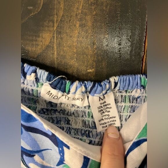 Retro Abstract Print Cropped Swim‎ Tank Blue Green White Summer Beach Pool A40 - Picture 6 of 8